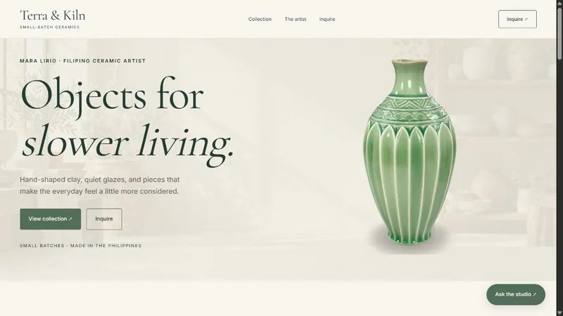 Terra & Kiln homepage preview