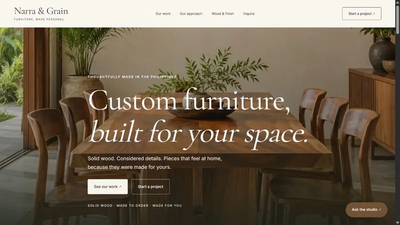 Narra & Grain homepage preview