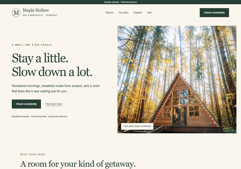 Inns & B&Bs sample website homepage